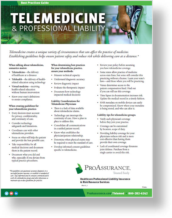 Telemedicine and Professional Liability Best Practice Guide