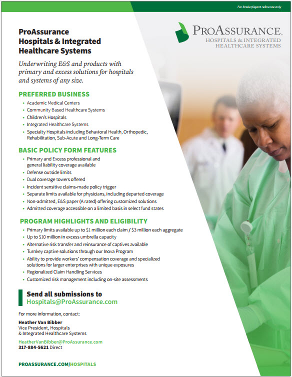 Hospitals and Healthcare systems appetite flyer