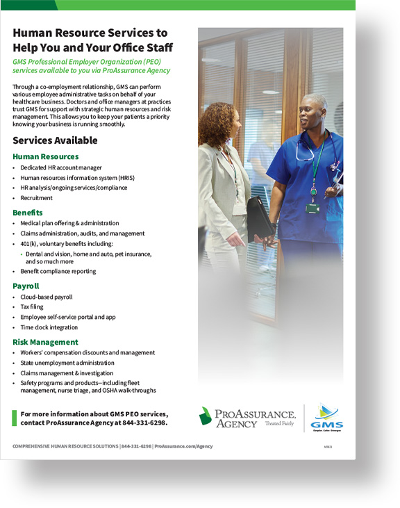 Agency Flyer With Women in professional Medical Outfits Talking