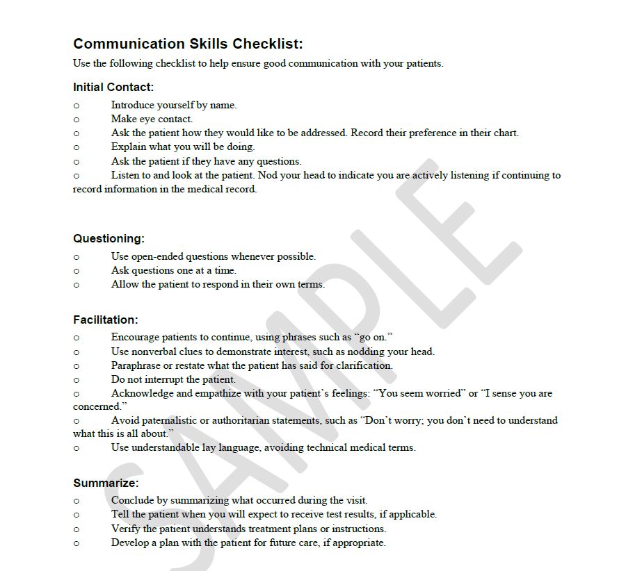 Communication Skills Checklist